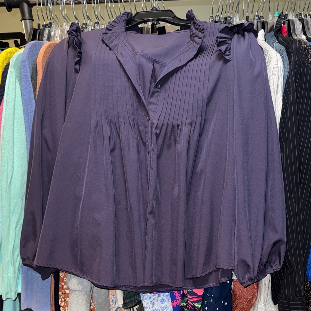 SHEIN Deep Purple Ruffled Blouse